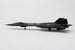 A scale model of a black U.S. Air Force SR-71A Blackbird jet, shown from a side profile view on a light gray background.
