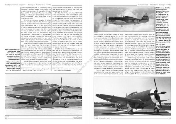 Book page with black and white photos of airplanes and text on a white background