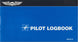 ASA Pilot Logbook cover, featuring a bright blue background with a black header strip at the top containing the white ASA wing logo, and the words 'PILOT LOGBOOK' in white. Small text 'ASA-SP-10' appears in the bottom right corner.
