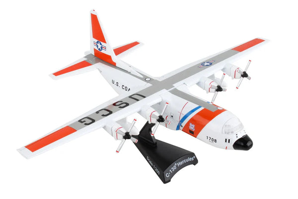 Model of a U.S. Coast Guard airplane on a white background
