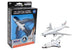 Space Adventure die-cast metal toy set featuring a 747 shuttle carrier aircraft with an orbiter, shown both inside its retail packaging and as assembled pieces. The packaging displays the NASA logo and the brand name 'Space Adventure'.