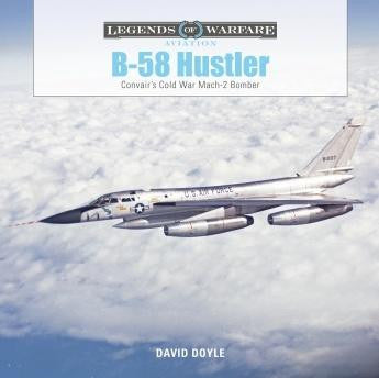 B-58 Hustler airplane in flight with 'Legends of Warfare' branding.