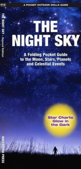 Front cover of the book 'The Night Sky' by Winterford Press, featuring a starry night sky background with a bright yellow moon and white title text.