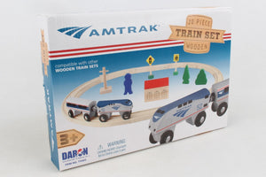 TY045 AMTRAK Wooden Train Set. 20 Piece Set.