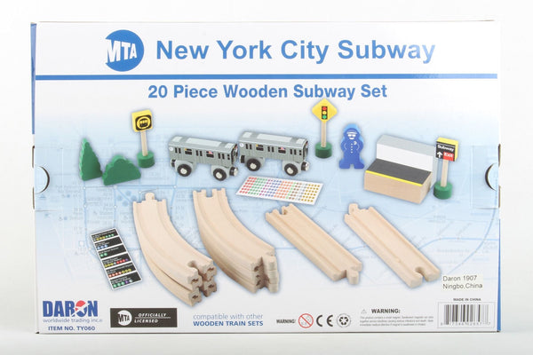 TY060 MTA New York City Subway Wood Train Set. 20 Peice Set.