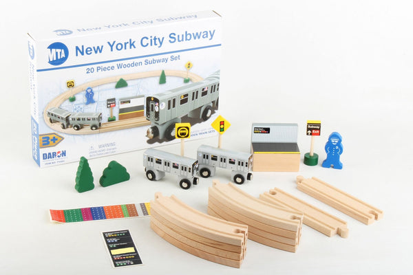 TY060 MTA New York City Subway Wood Train Set. 20 Peice Set.