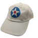 A white baseball cap with a star emblem in the center, representing the United States Army Air Corps.