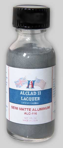 ALC-116 Alclad II Semi-Matte Aluminum Lacquer Paint 1 oz. Bottle.