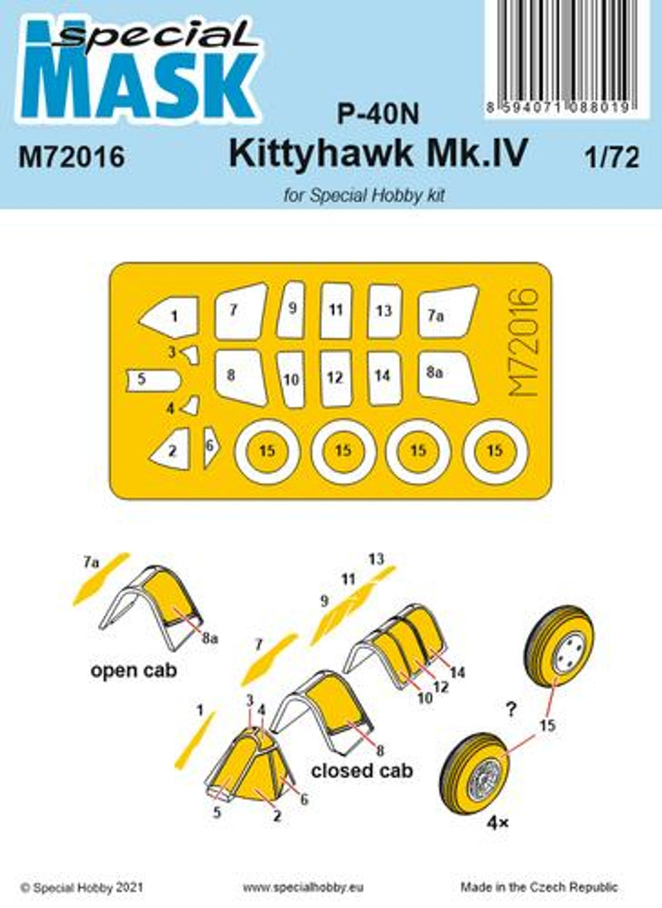 CMK-100-M72016 - 1/72 Special Hobby P-40N/Kittyhawk Mk.IV Mask Paint Mask